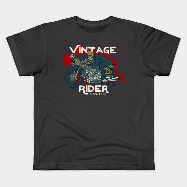 Vintage Rider motorcycle Kids T-Shirt by SpaceWiz95